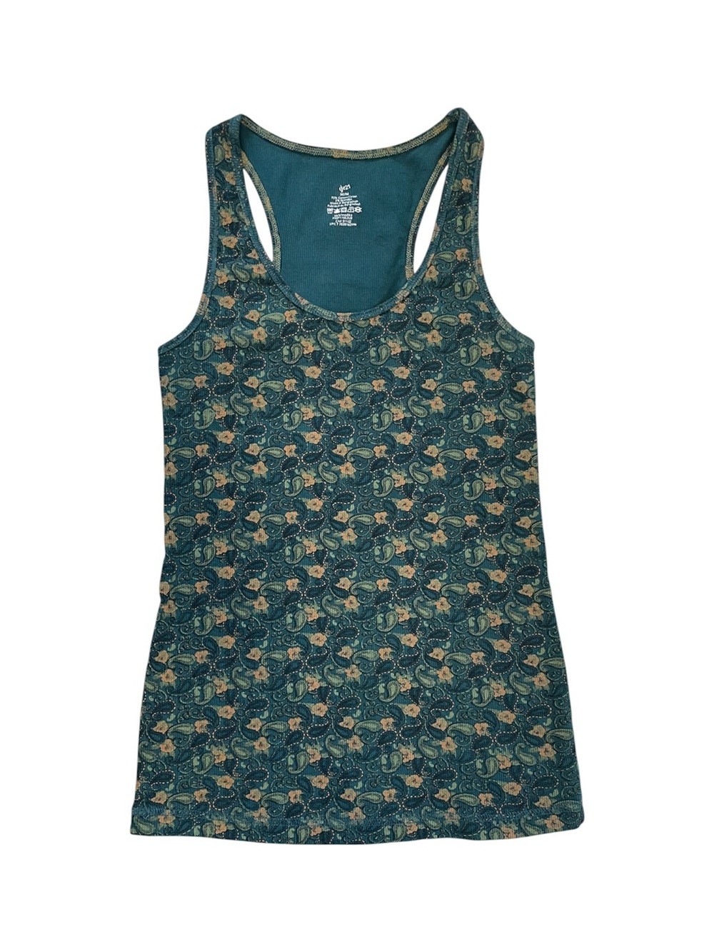 Y2K Dark Green Paisley Tank Top